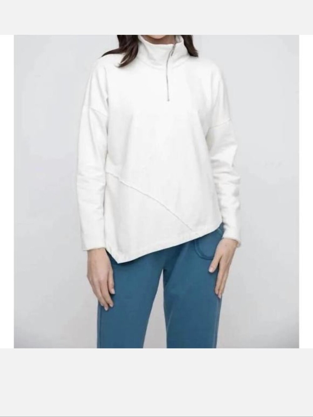 Liv by Habitat Cream Half-Zip Asymmetrical Pullover Sz.XL NWT